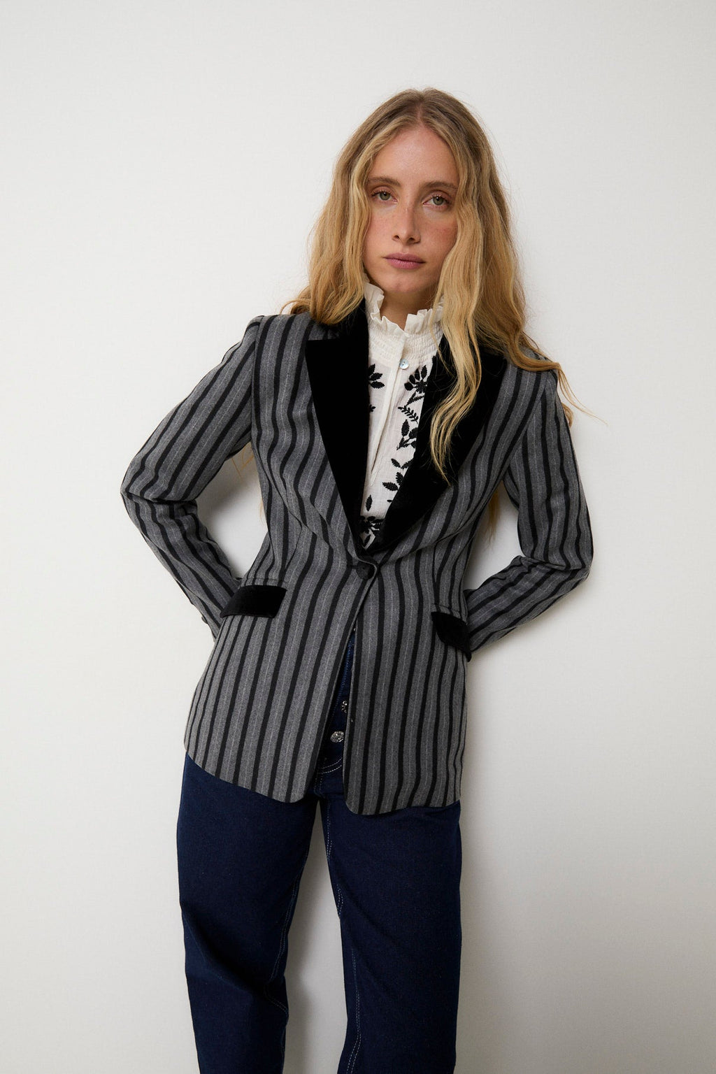 Blazer Ana Rayé Gris
