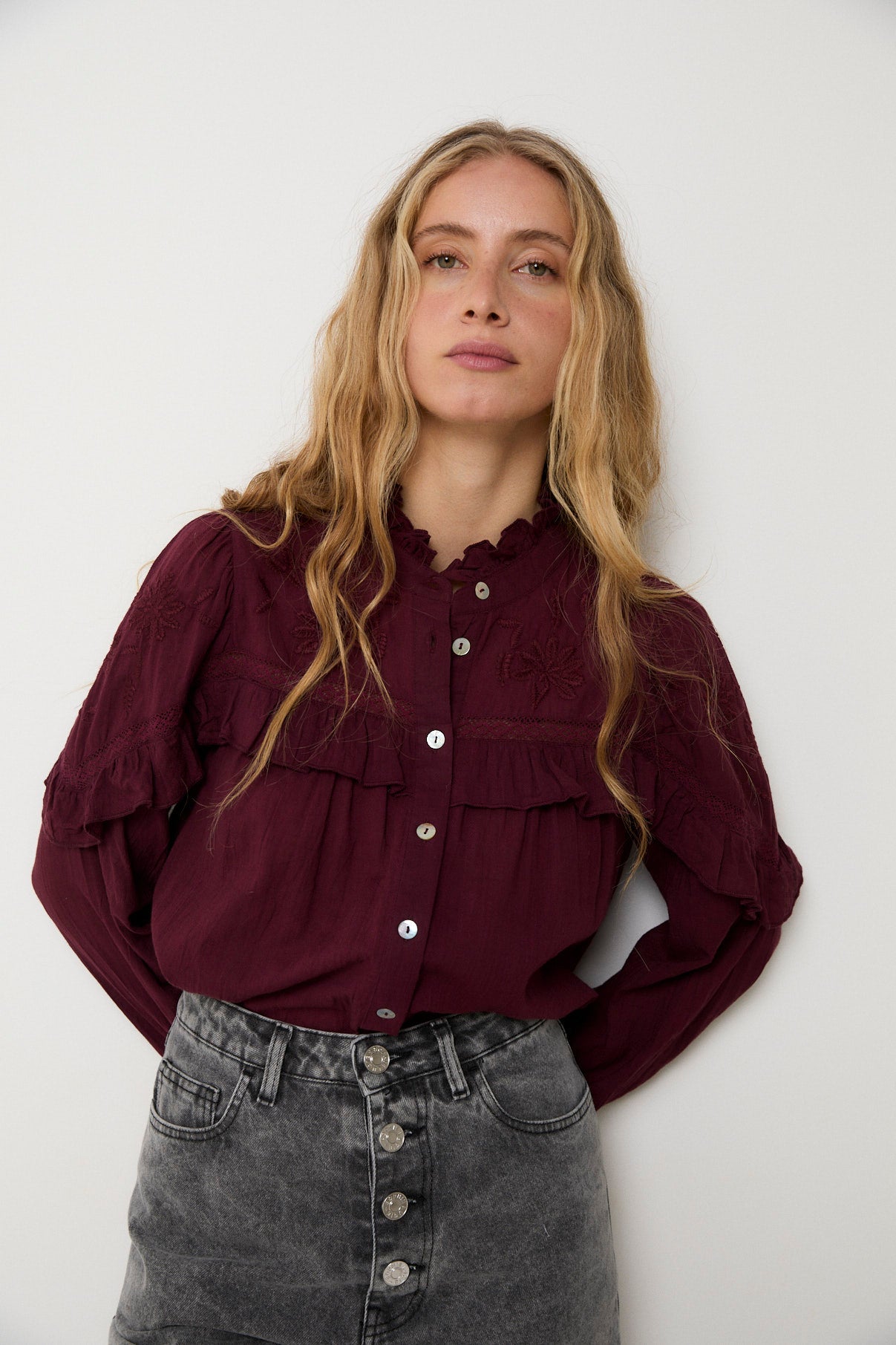 Blouse Trujillo Broderie Bordeaux
