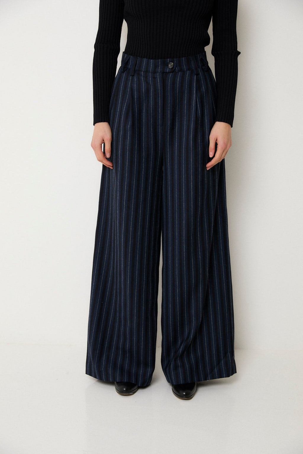 Pantalon Charlot Rayé Marine