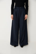 Pantalon Charlot Rayé Marine