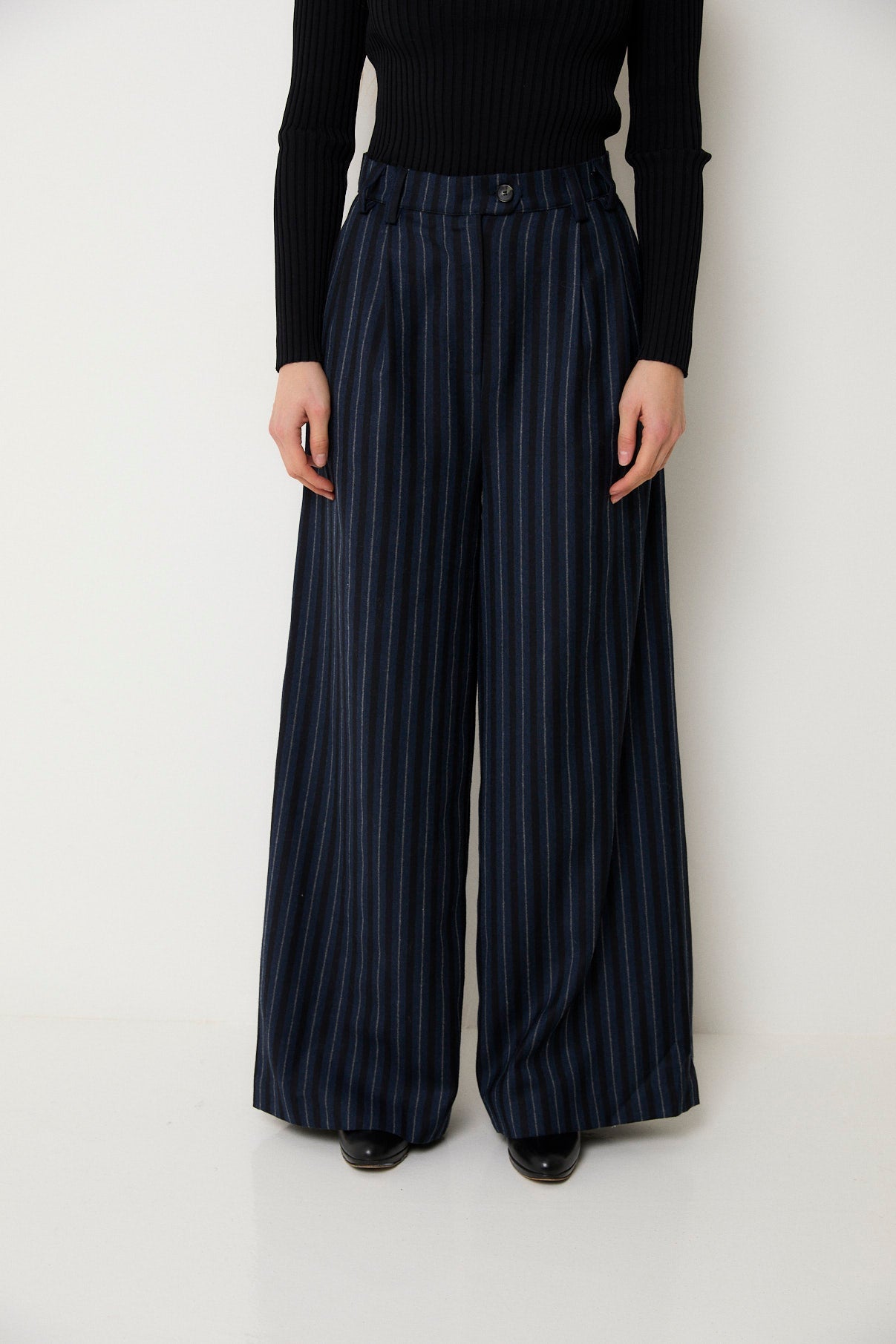 Pantalon Charlot Rayé Marine