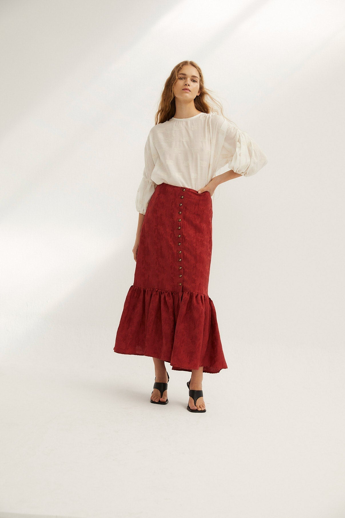 Jupe Federica Jacquard Rustique Terracotta