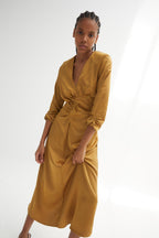Robe Fernanda Satin Ocre