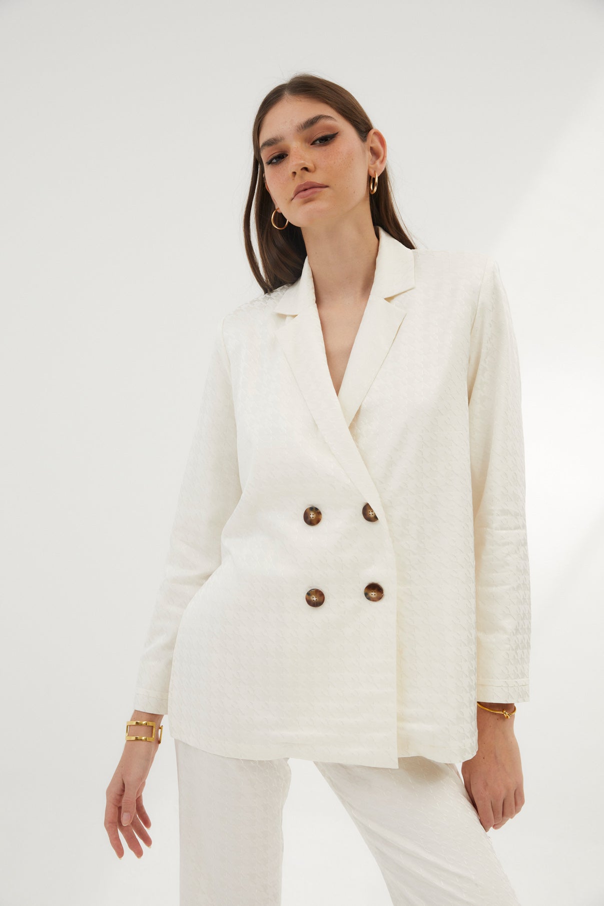 Veste Icon Pied-De-Poule Écru
