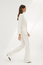 Pantalon Eighties Pied-De-Poule Écru