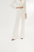 Pantalon Eighties Pied-De-Poule Écru