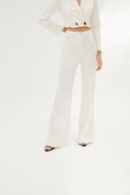 Pantalon Eighties Pied-De-Poule Écru