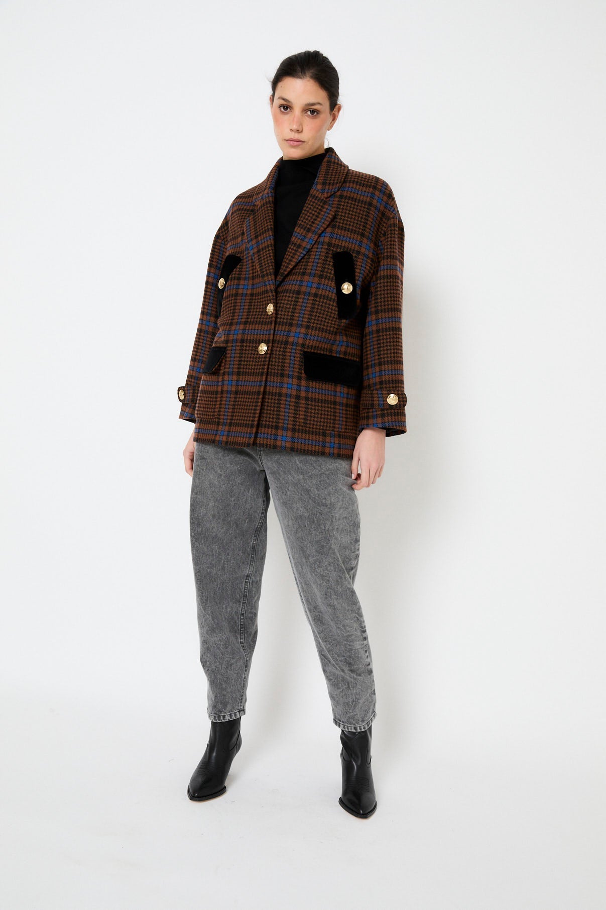 Manteau Dakota Carreaux Camel