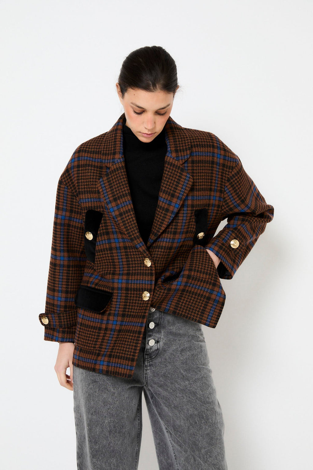 Manteau Dakota Carreaux Camel