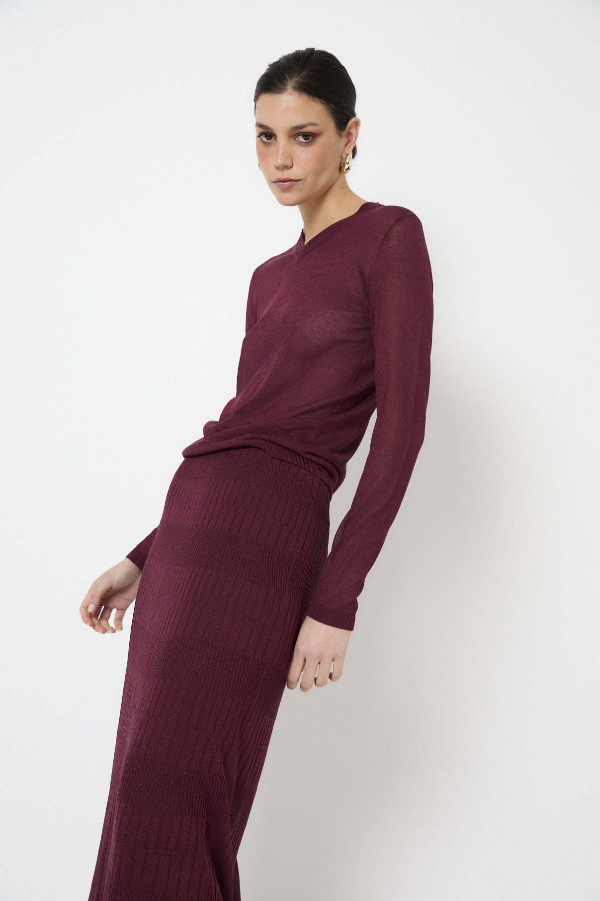 Top Lurex Maille Bordeaux