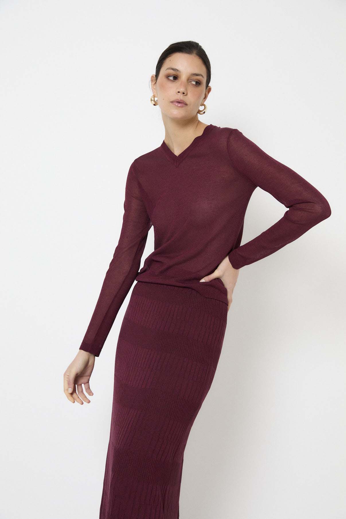 Top Lurex Maille Bordeaux
