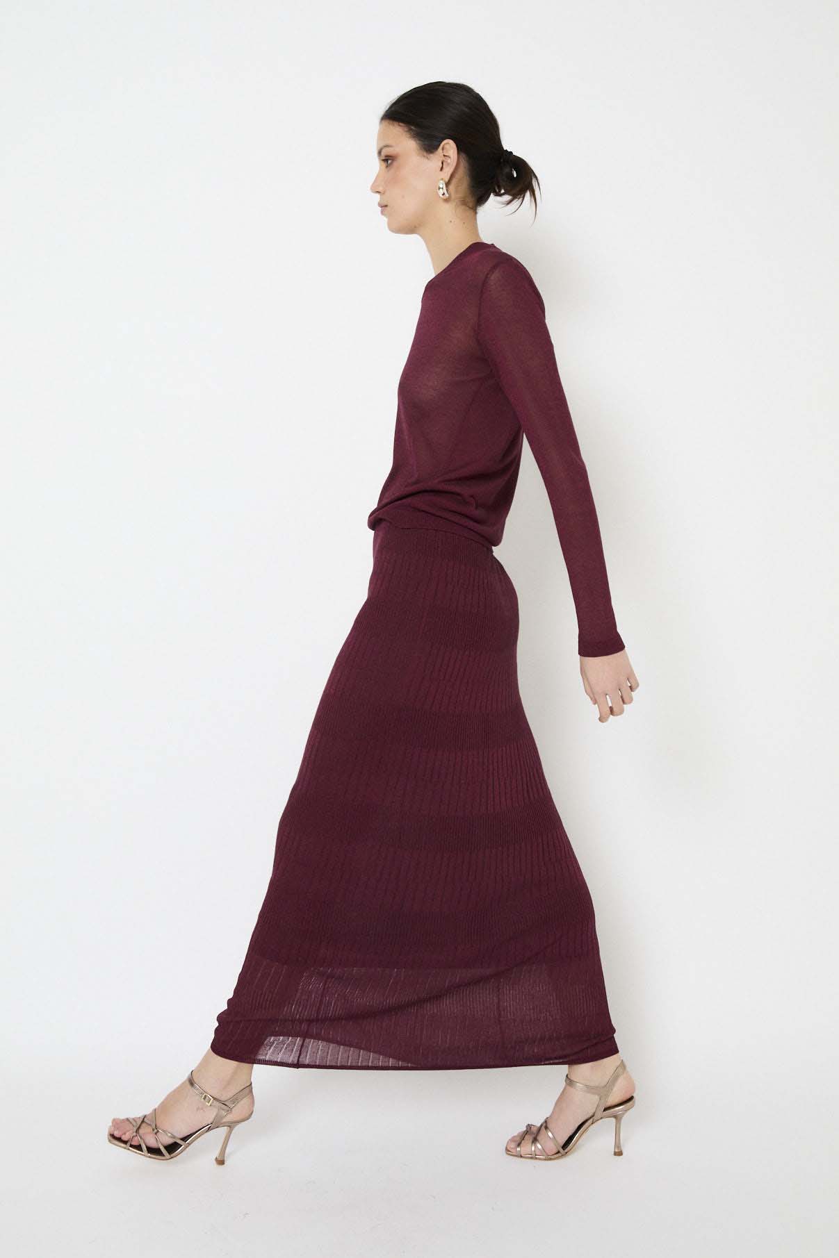 Top Lurex Maille Bordeaux