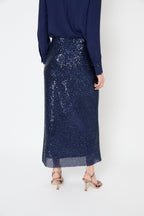 Jupe Biais Sequins Marine