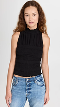 Top Smocked Knit Halter - Noir