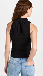 Top Smocked Knit Halter - Noir