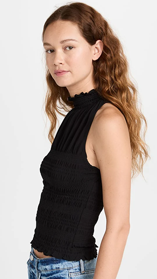 Top Smocked Knit Halter - Noir