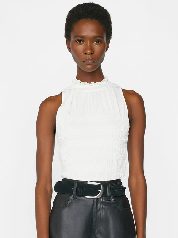 Top Smocked Knit Halter - Bone