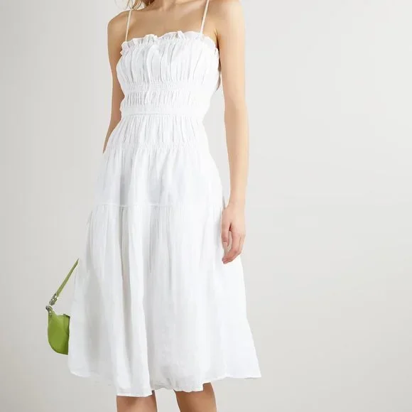Robe Smocked Midi - Blanc