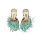Prada Silk End Feathers Sandals - Beige - Femme