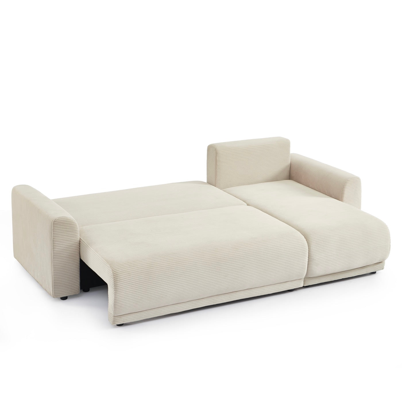 Soline - Canapé D'Angle 4 Places - Velours Cotêlé Beige