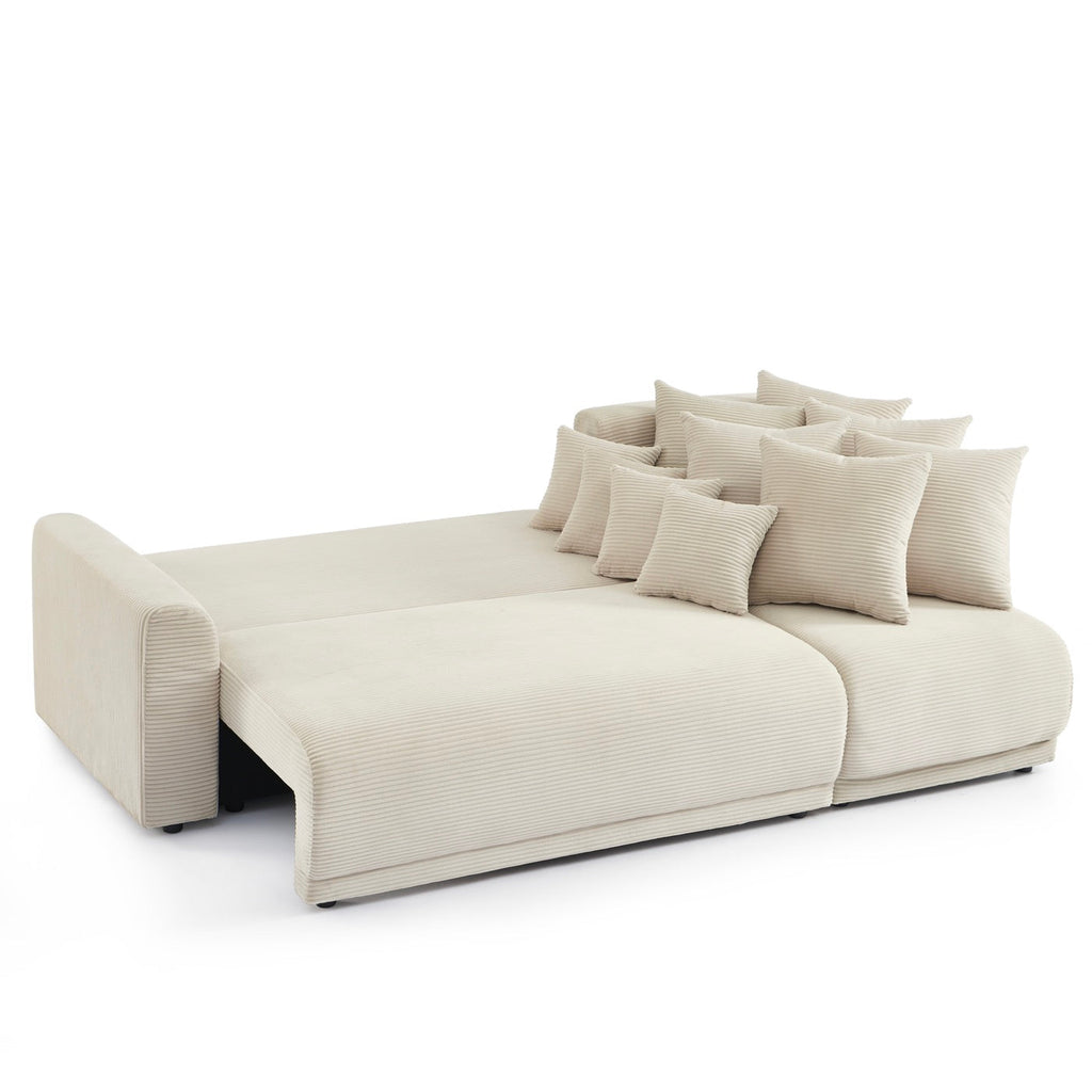 Soline - Canapé D'Angle 4 Places - Velours Cotêlé Beige
