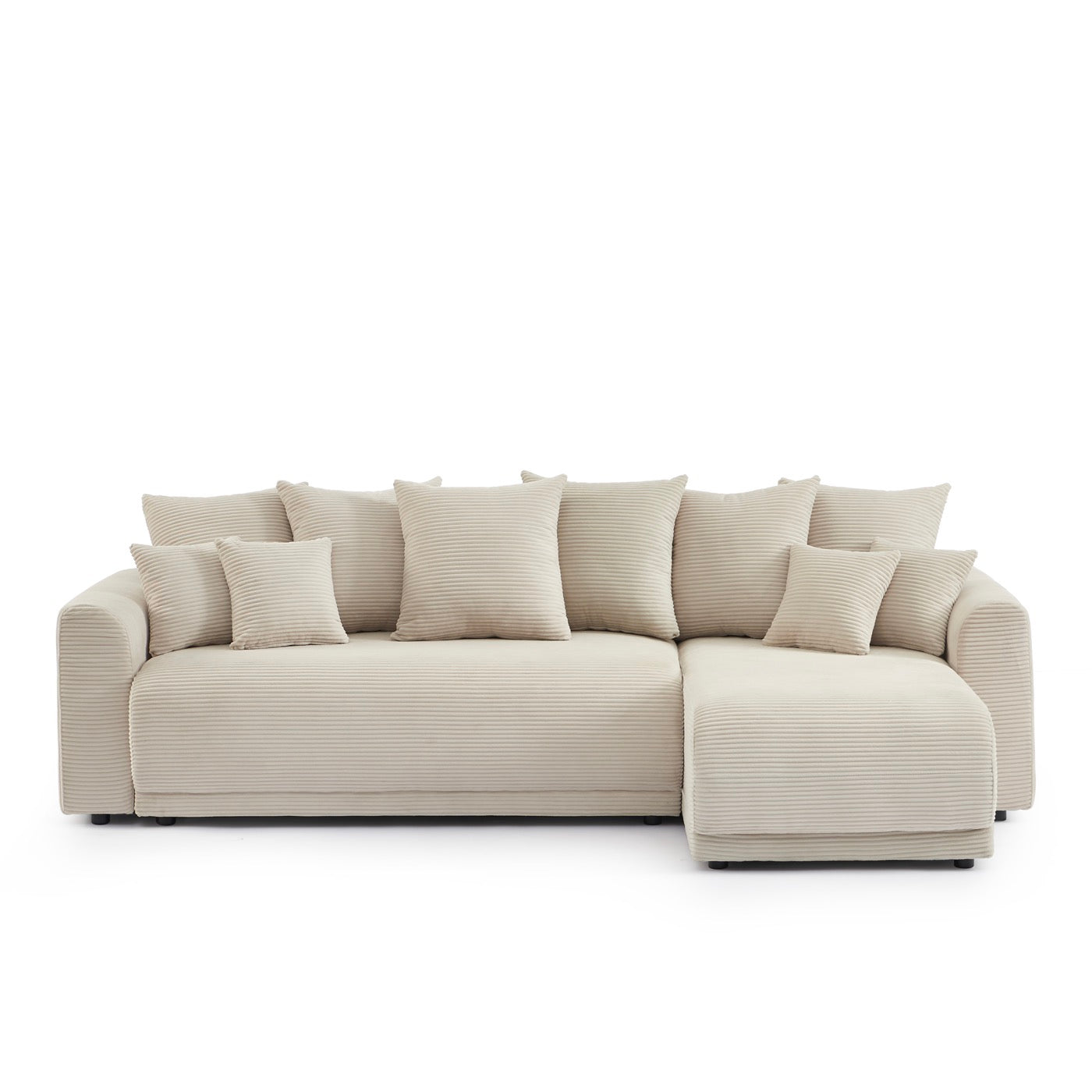 Soline - Canapé D'Angle 4 Places - Velours Cotêlé Beige