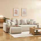 Soline - Canapé D'Angle 4 Places - Velours Cotêlé Beige