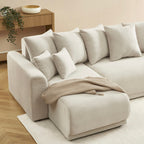 Soline - Canapé D'Angle 4 Places - Velours Cotêlé Beige