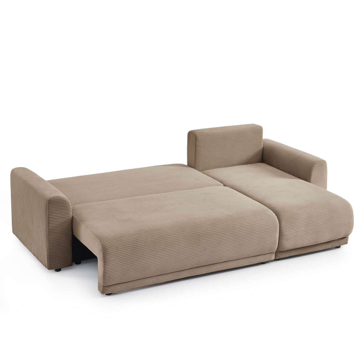 Soline - Canapé D'Angle 4 Places - Velours Cotêlé Taupe