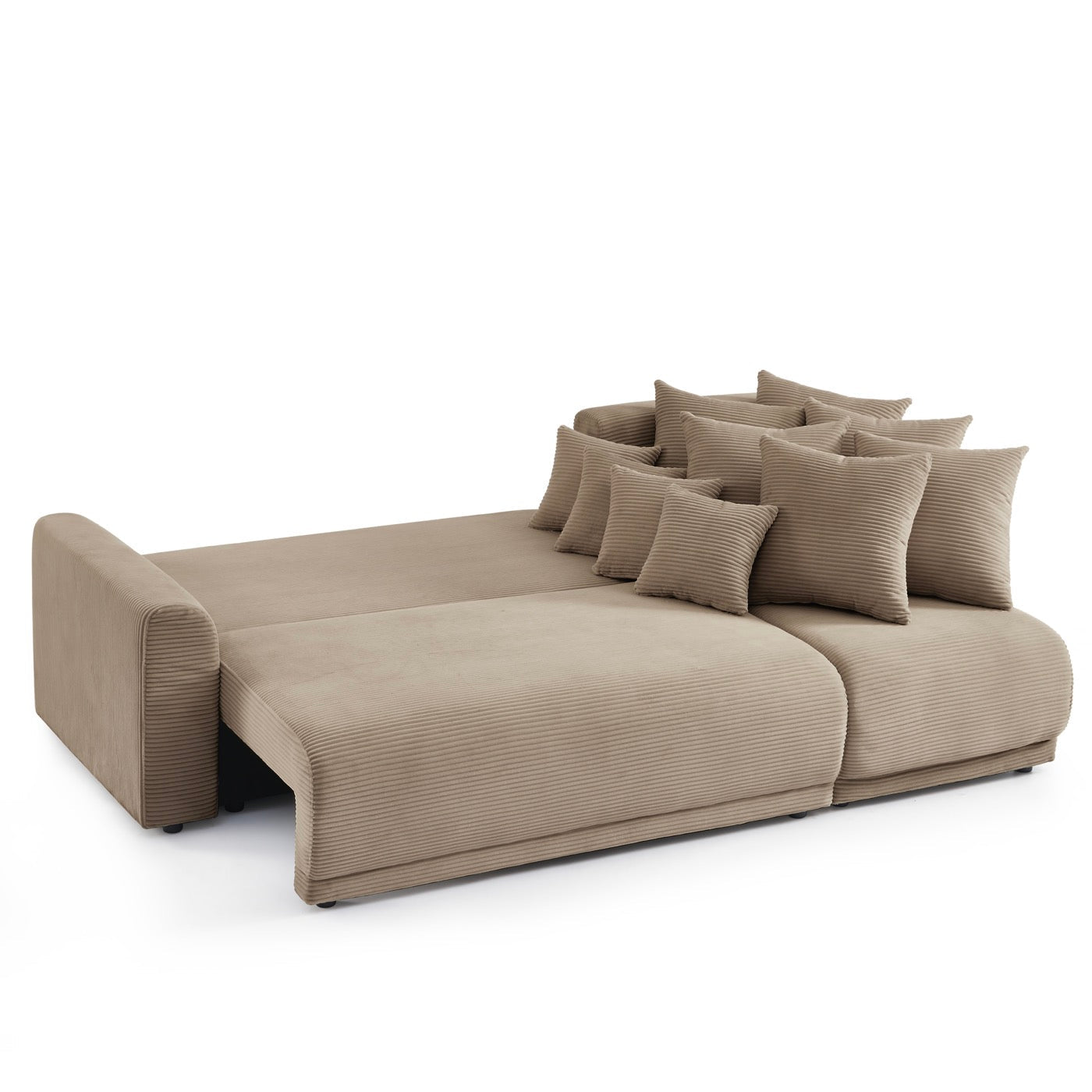 Soline - Canapé D'Angle 4 Places - Velours Cotêlé Taupe