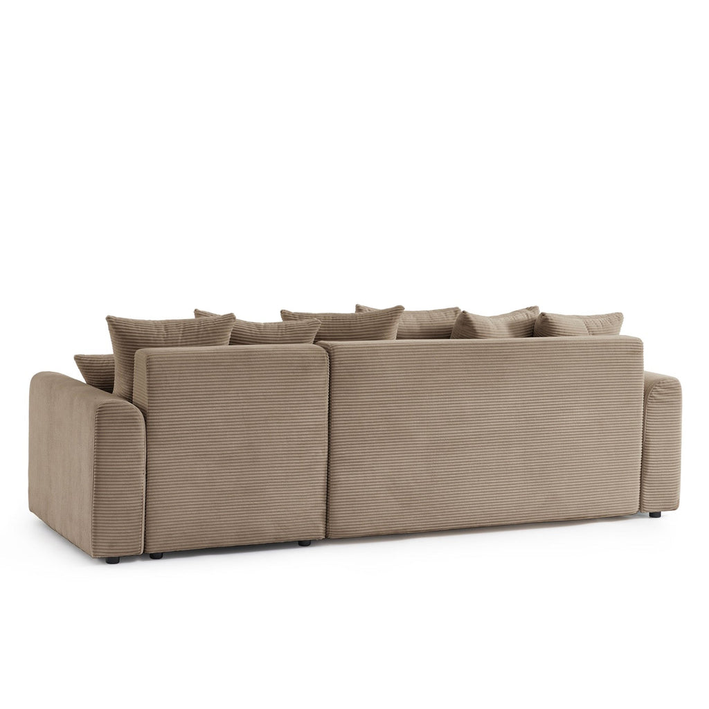 Soline - Canapé D'Angle 4 Places - Velours Cotêlé Taupe