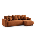 Soline - Canapé D'Angle - Velours Cotêlé Terracotta