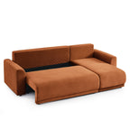 Soline - Canapé D'Angle - Velours Cotêlé Terracotta