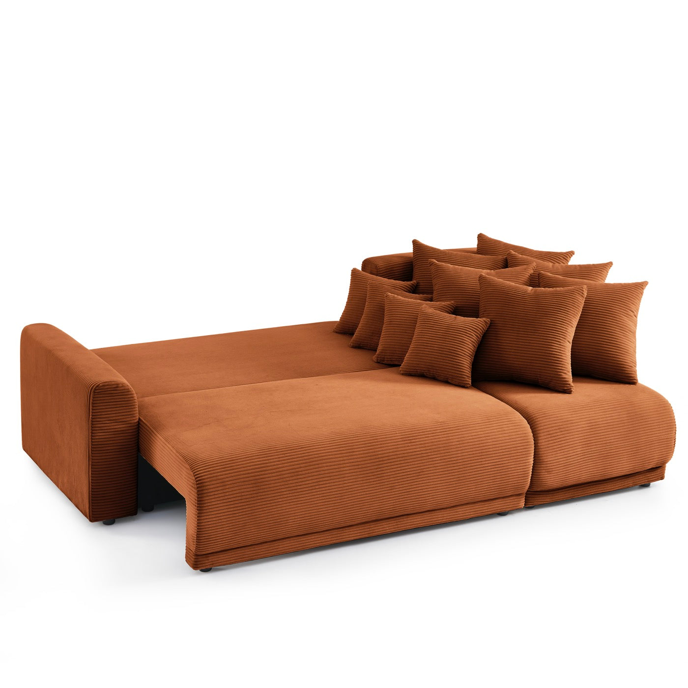 Soline - Canapé D'Angle - Velours Cotêlé Terracotta