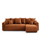 Soline - Canapé D'Angle - Velours Cotêlé Terracotta