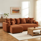 Soline - Canapé D'Angle - Velours Cotêlé Terracotta