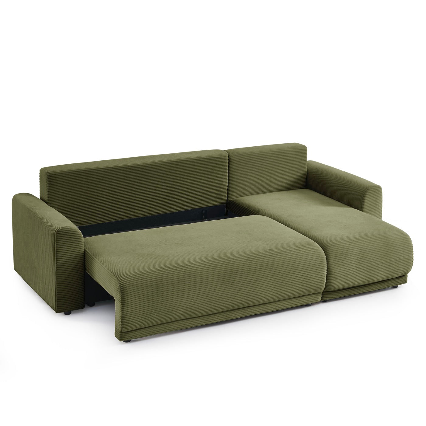 Soline - Canapé D'Angle 4 Places - Velours Cotêlé Vert