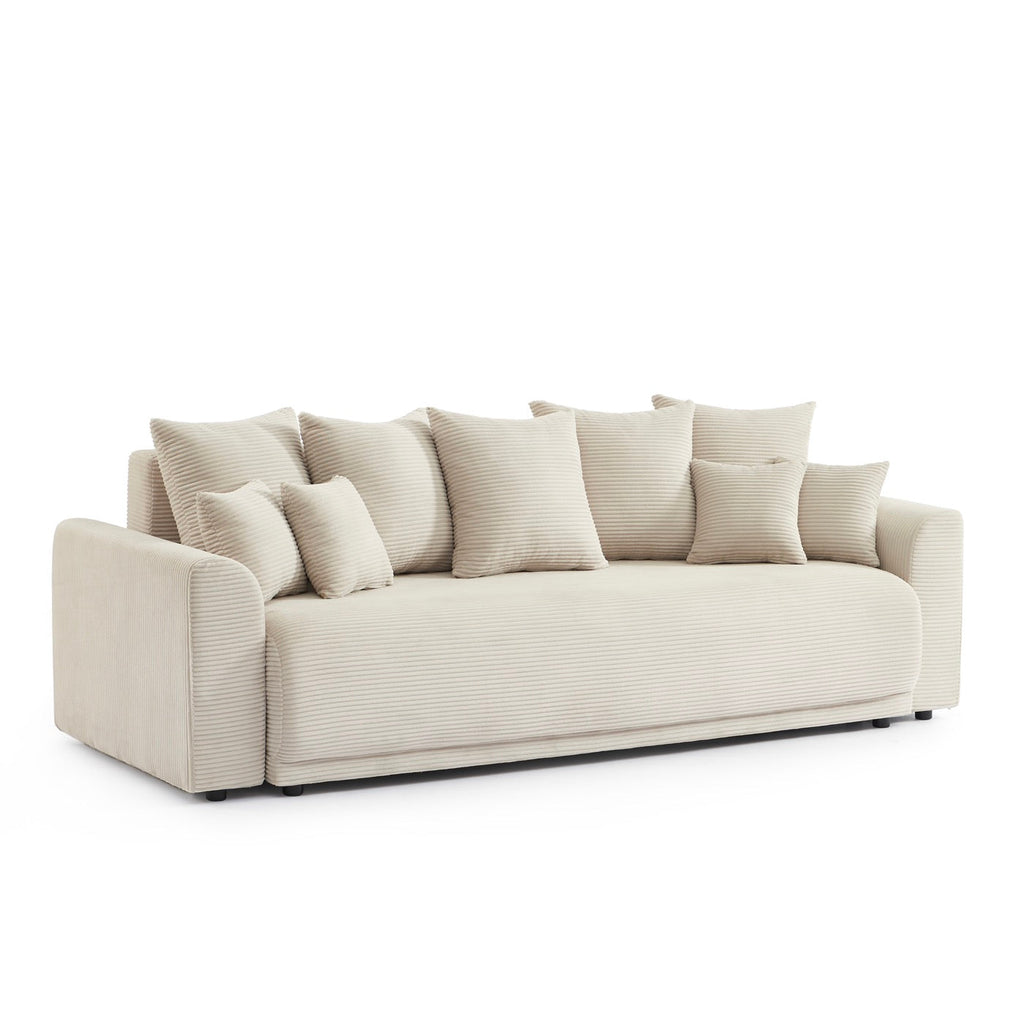 Soline - Canapé Droit 3 Places - Velours Cotêlé Beige