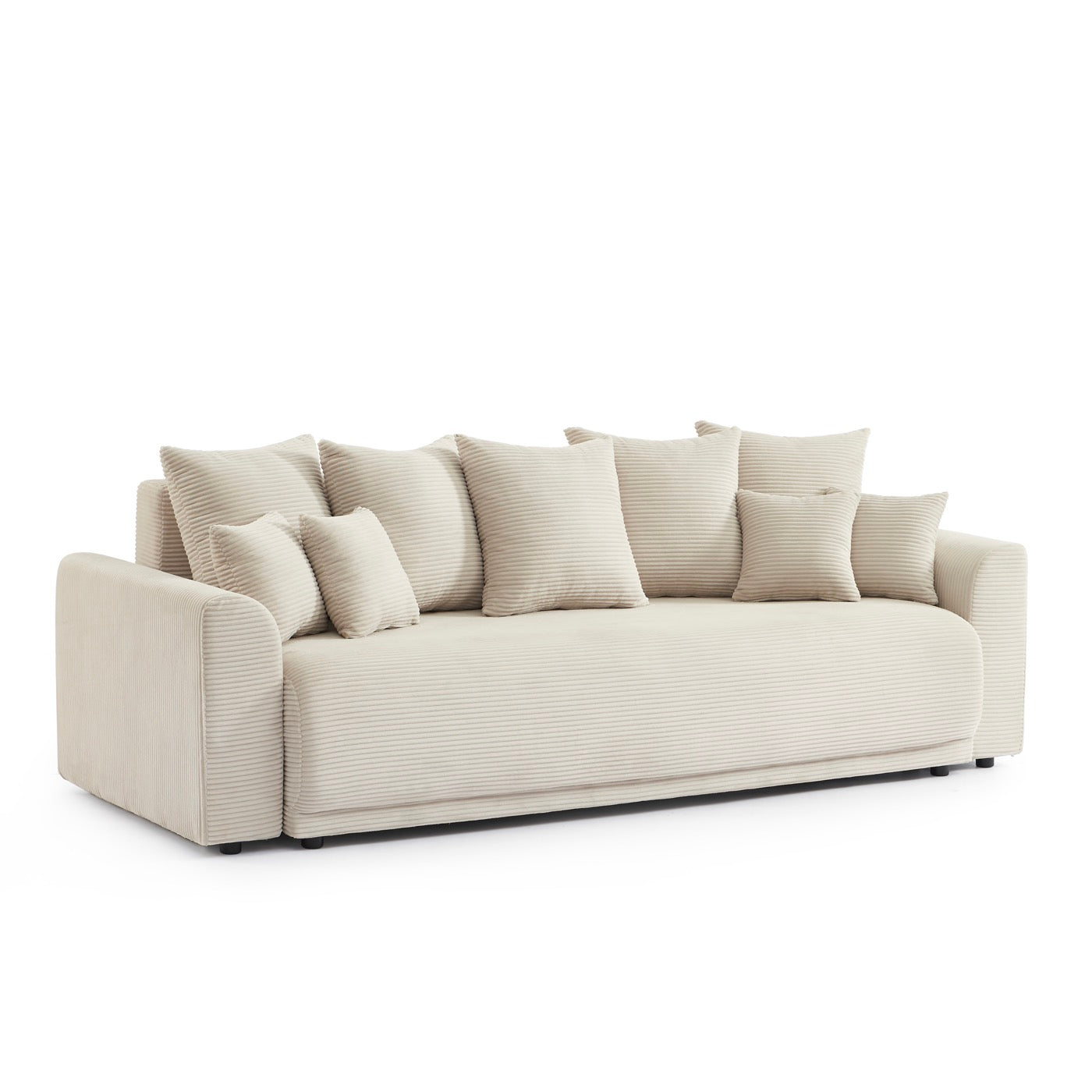 Soline - Canapé Droit 3 Places - Velours Cotêlé Beige