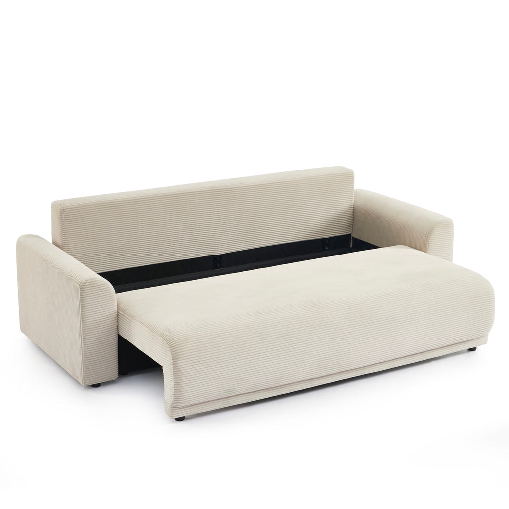 Soline - Canapé Droit 3 Places - Velours Cotêlé Beige