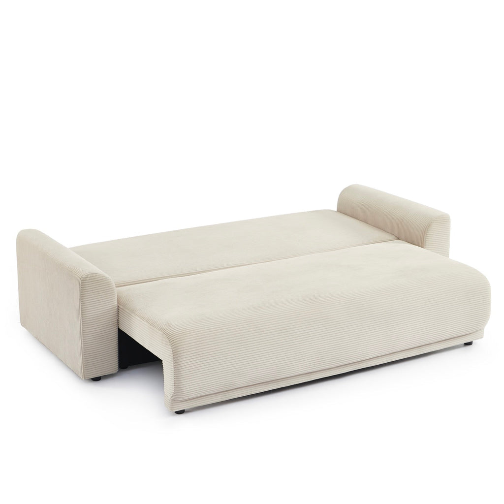 Soline - Canapé Droit 3 Places - Velours Cotêlé Beige