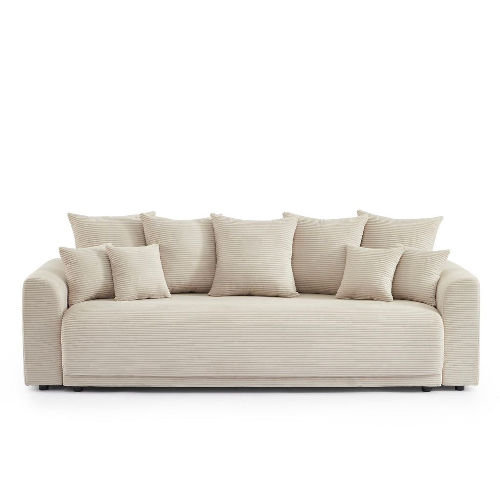 Soline - Canapé Droit 3 Places - Velours Cotêlé Beige