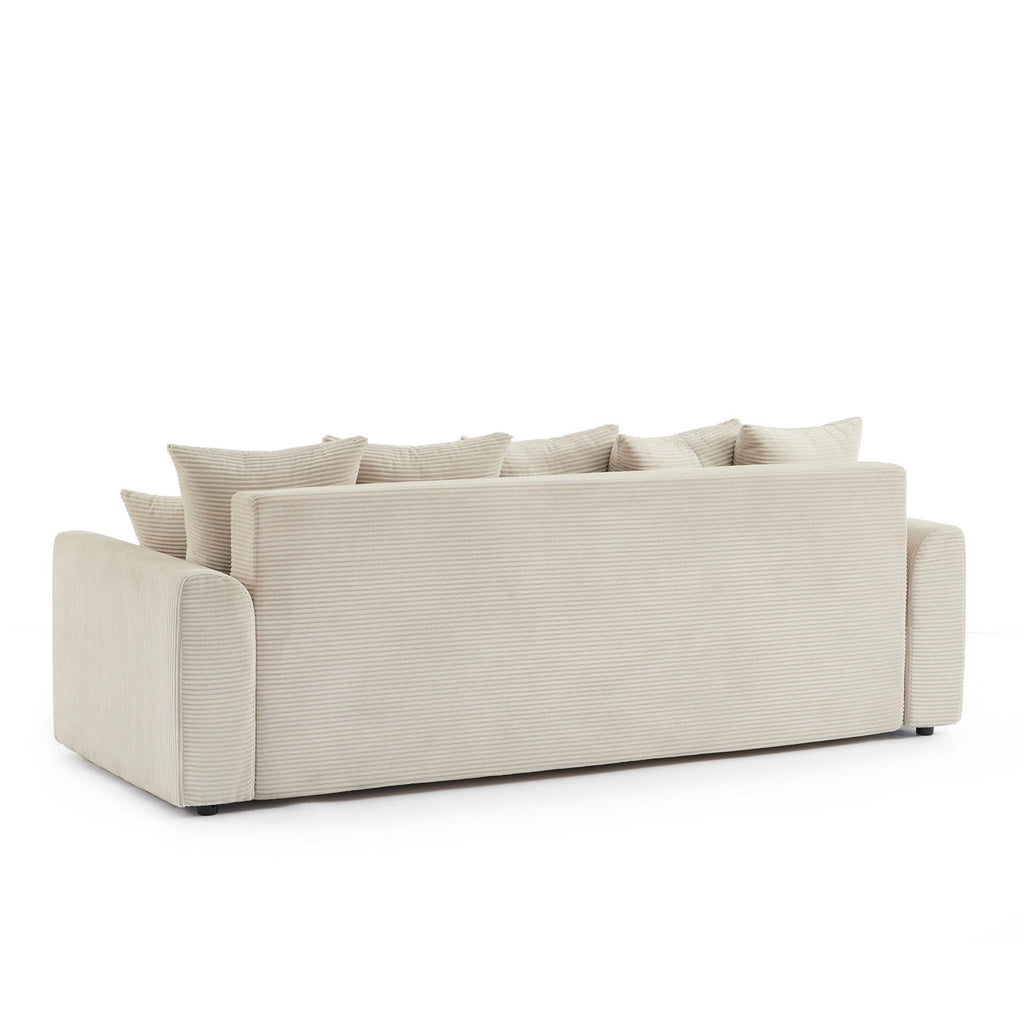 Soline - Canapé Droit 3 Places - Velours Cotêlé Beige