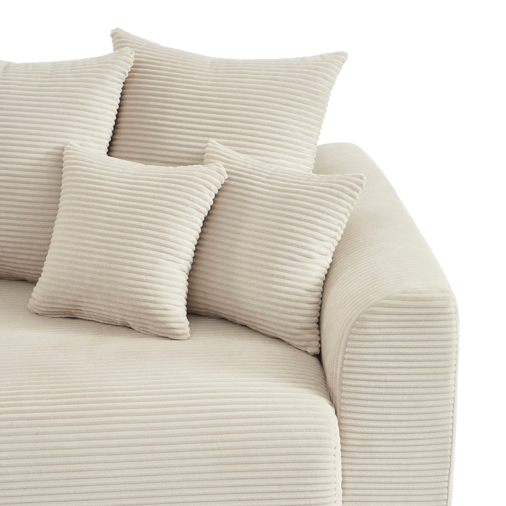 Soline - Canapé Droit 3 Places - Velours Cotêlé Beige