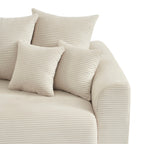 Soline - Canapé Droit 3 Places - Velours Cotêlé Beige