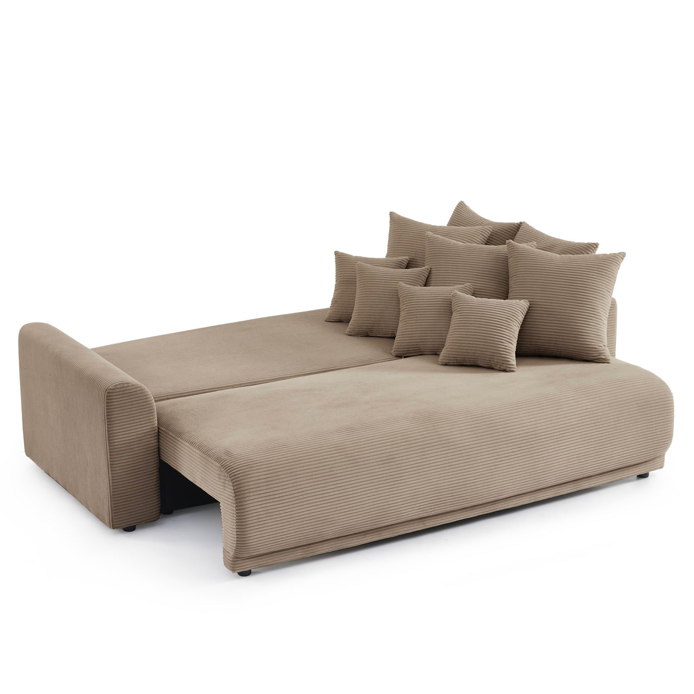 Soline - Canapé Droit 3 Places - Velours Cotêlé Taupe