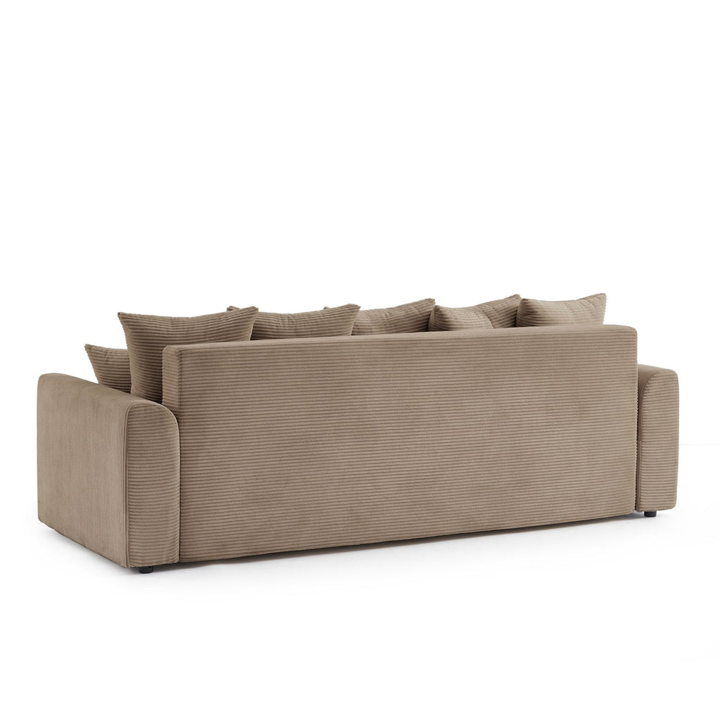 Soline - Canapé Droit 3 Places - Velours Cotêlé Taupe