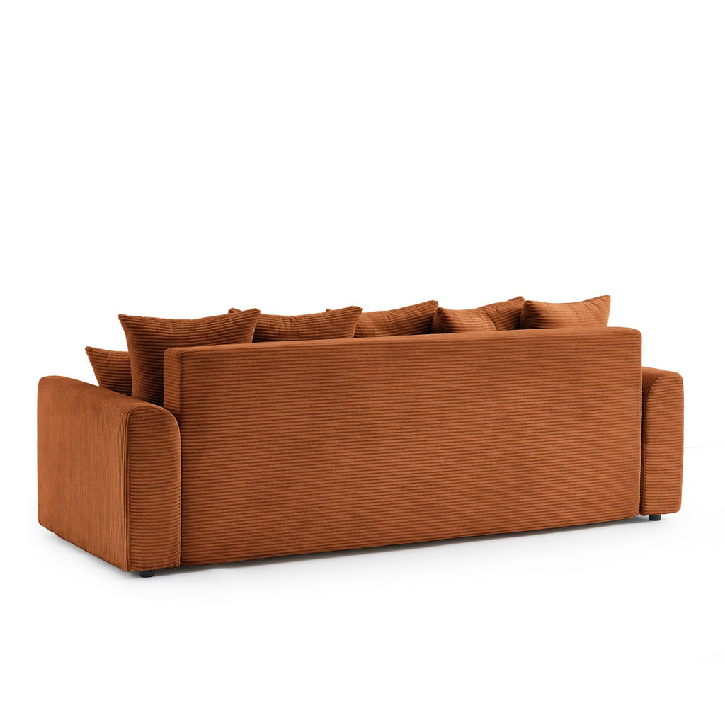 Soline - Canapé Droit - Velours Cotêlé Terracotta