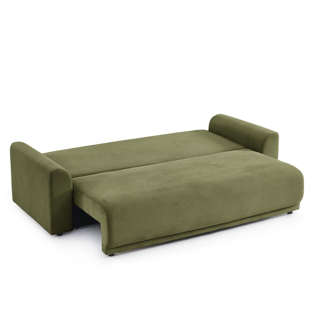 Soline - Canapé Droit 3 Places - Velours Cotêlé Vert