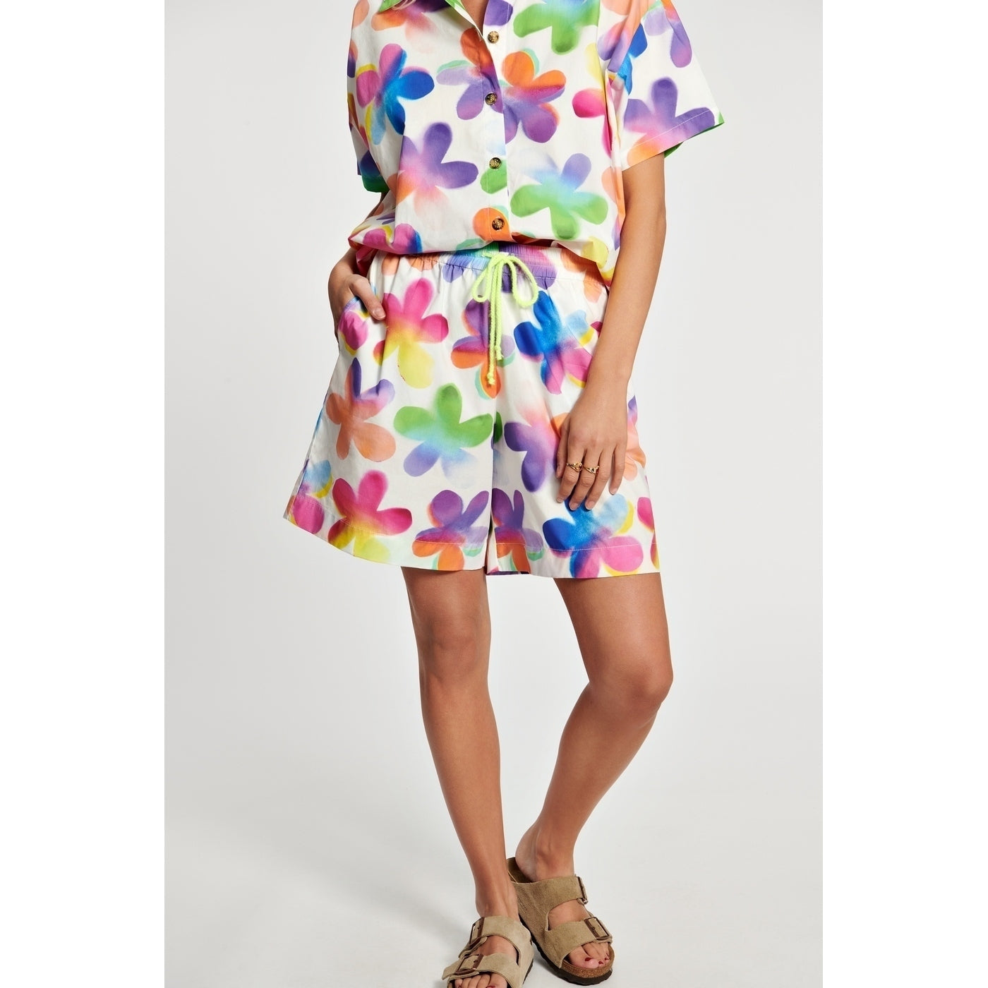 Short Flower Print Elasticated